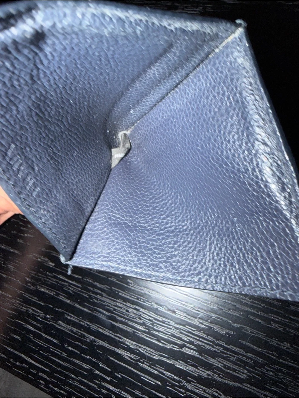 Prada Navy Leather Card & Key Holder with Logo Triangle